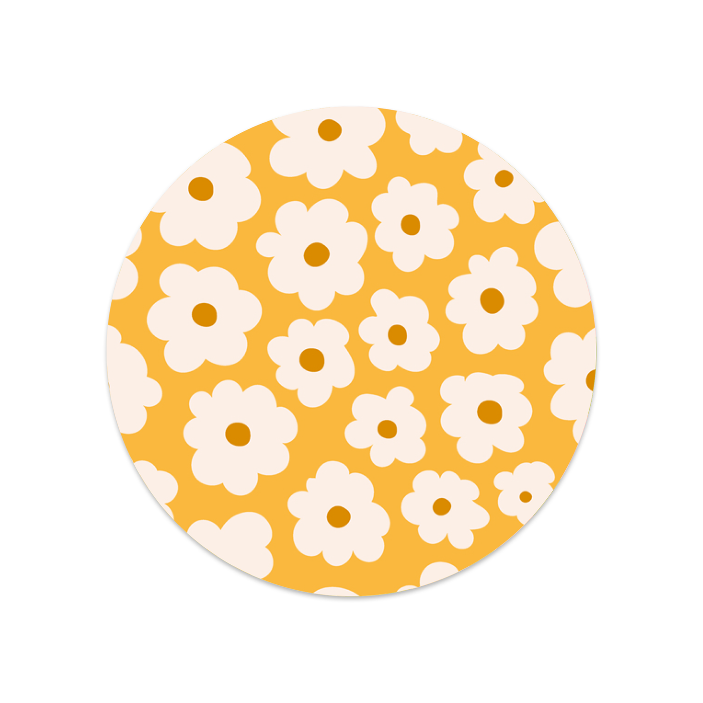 Ronde sticker witte bloemen