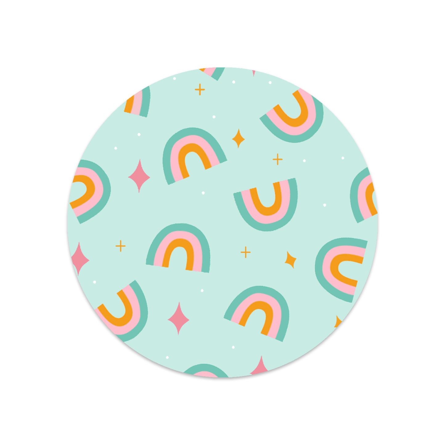 Ronde sticker regenbogen patroon