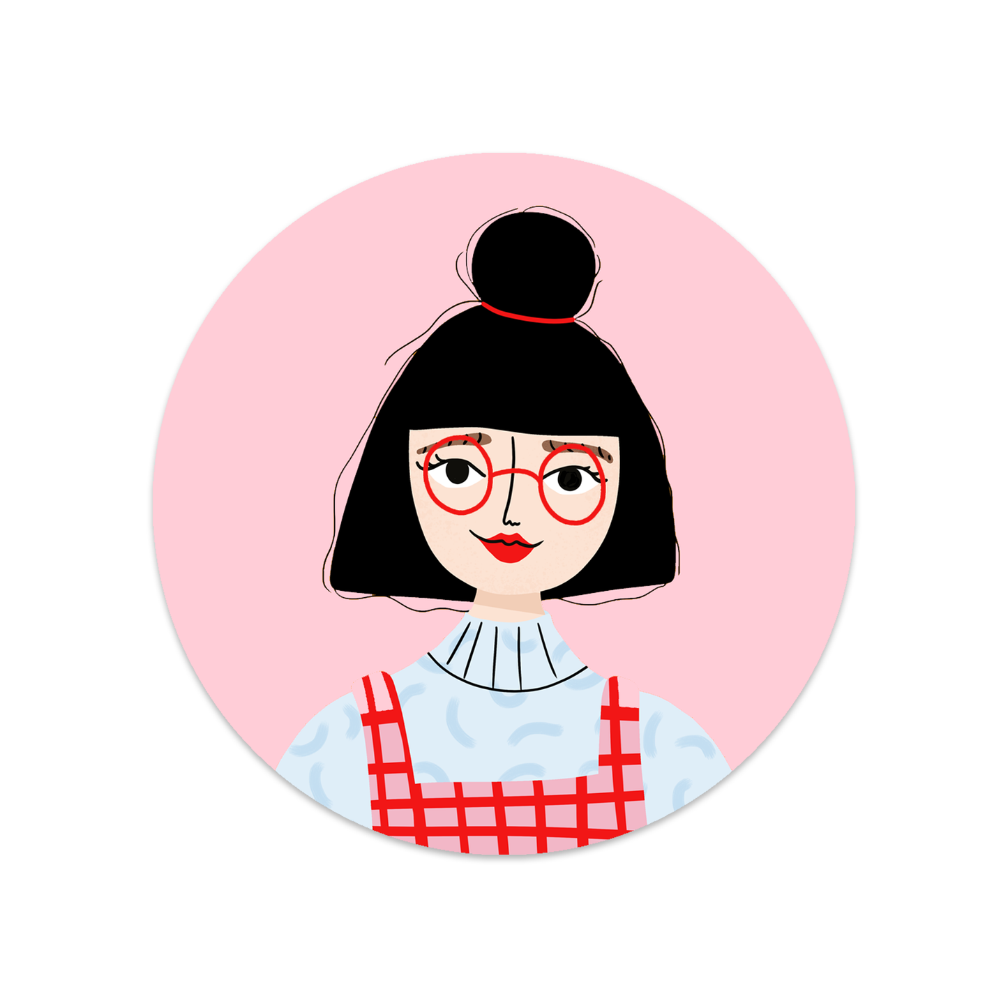 Round sticker portrait girl