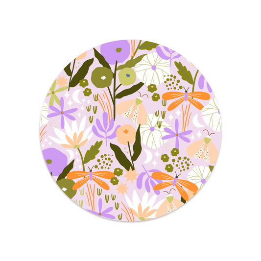 Ronde sticker vlinder bloemen