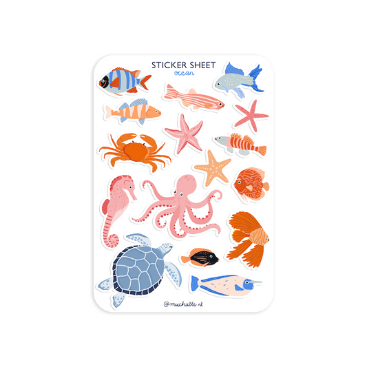 A6 sticker sheet ocean animals