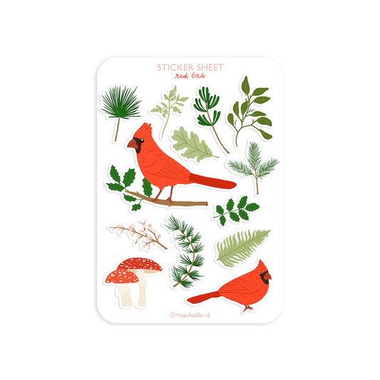 A6 sticker sheet red birds