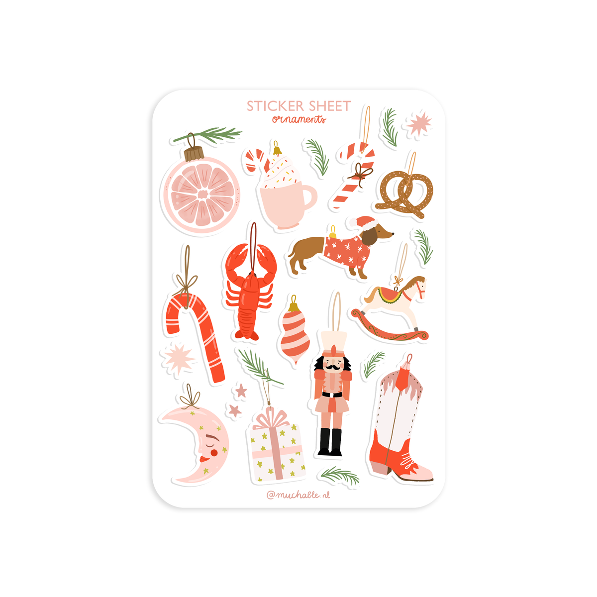 A6 stickervel kerst ornamenten