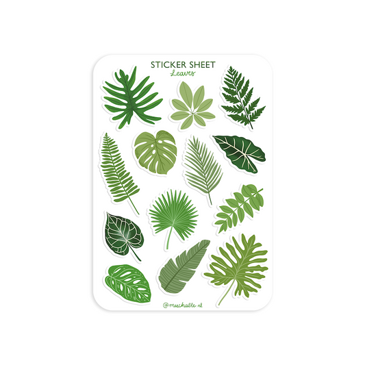 A6 sticker sheet green leaves