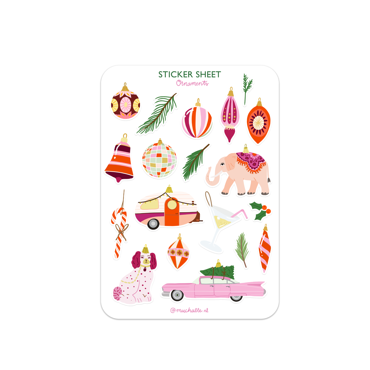 A6 stickervel kerst ornamenten