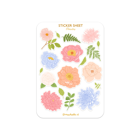 A6 stickervel gekleurde bloemen