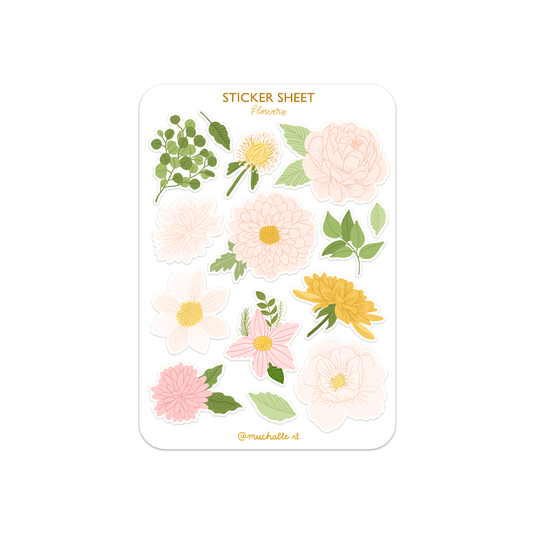 A6 stickervel roze bloemen