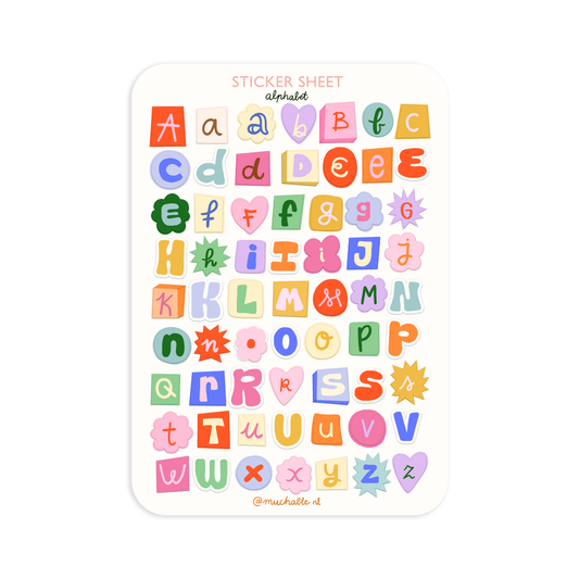 A5 stickervel letters schattig