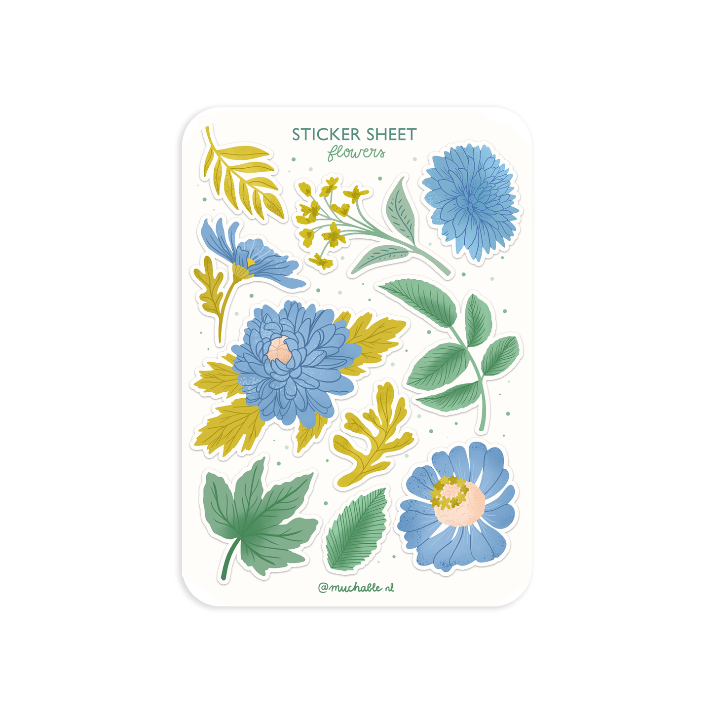 A6 stickervel blauwe bloemen