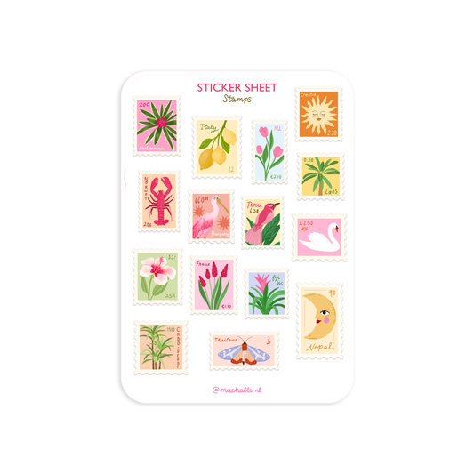 A6 stickervel postzegels