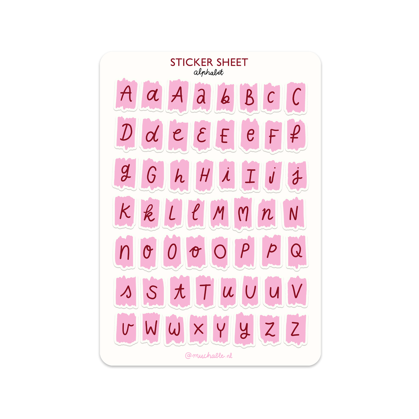 A5 stickervel letters roze