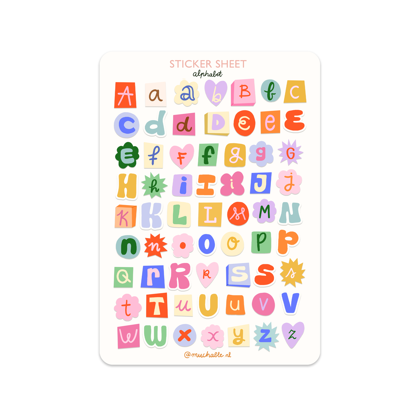 A5 stickervel letters schattig