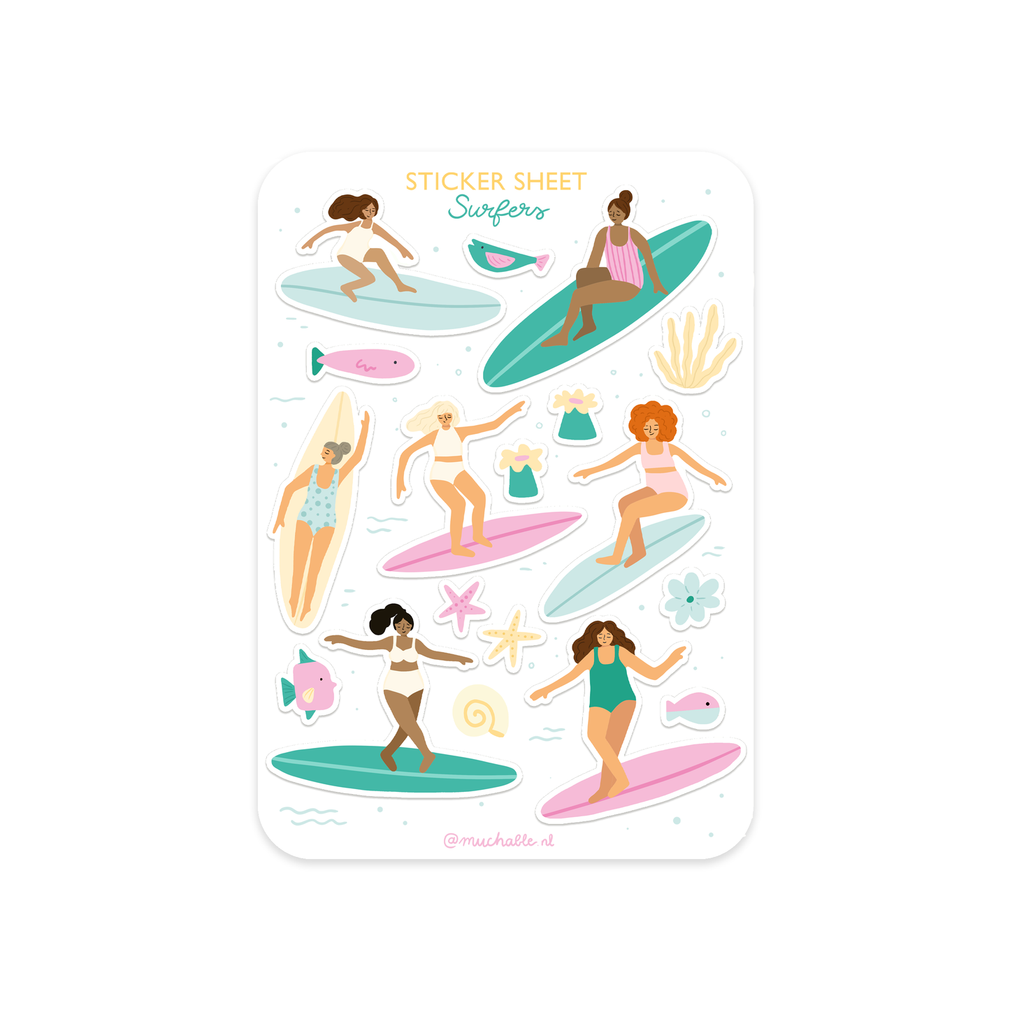 A6 stickervel surfers
