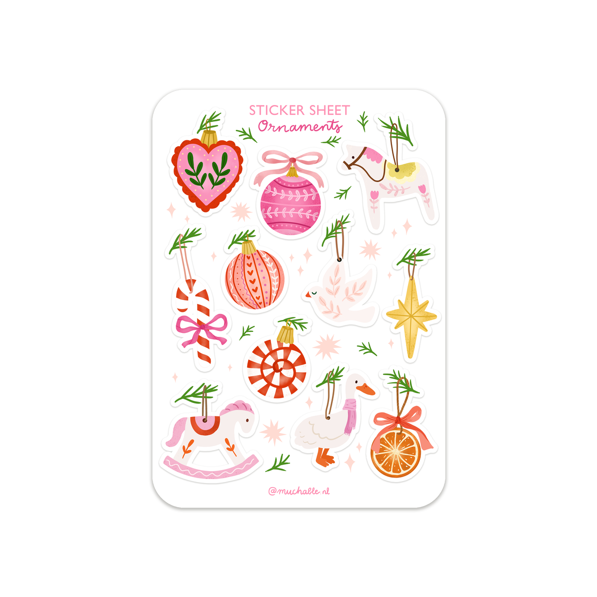 A6 stickervel kerst ornamenten 1