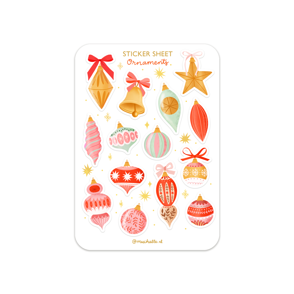 A6 stickervel kerst ornamenten 2