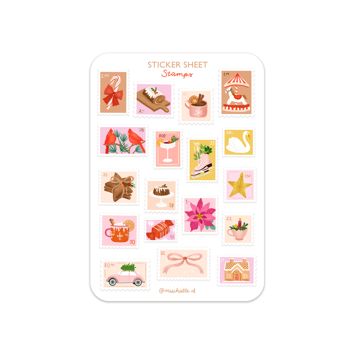 A6 stickervel kerst postzegels