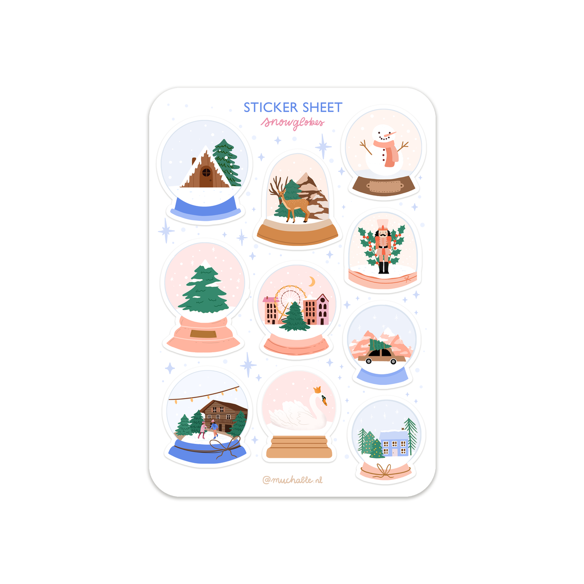 A6 stickervel kerst sneeuwbollen