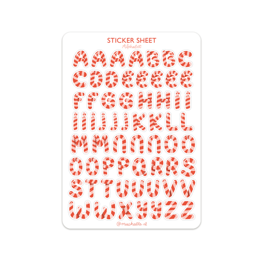 A5 stickervel kerst alfabet zuurstokken