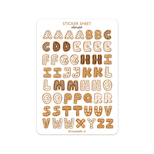 A5 stickervel kerst alfabet koekjes