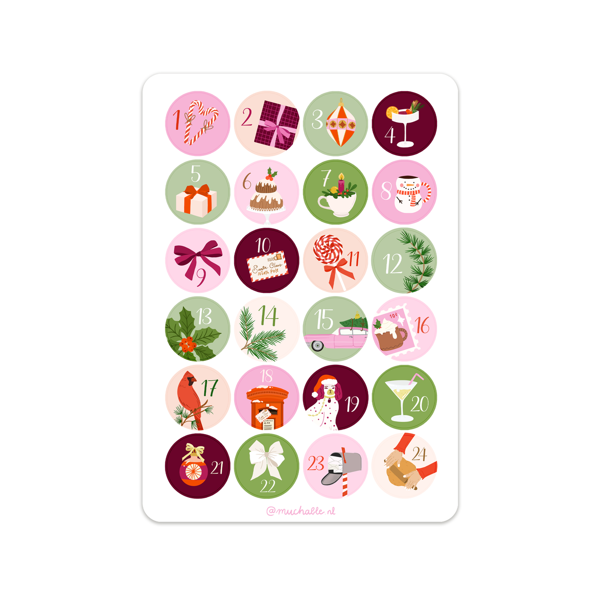 A5 stickervel kerst adventskalender cijfers 2