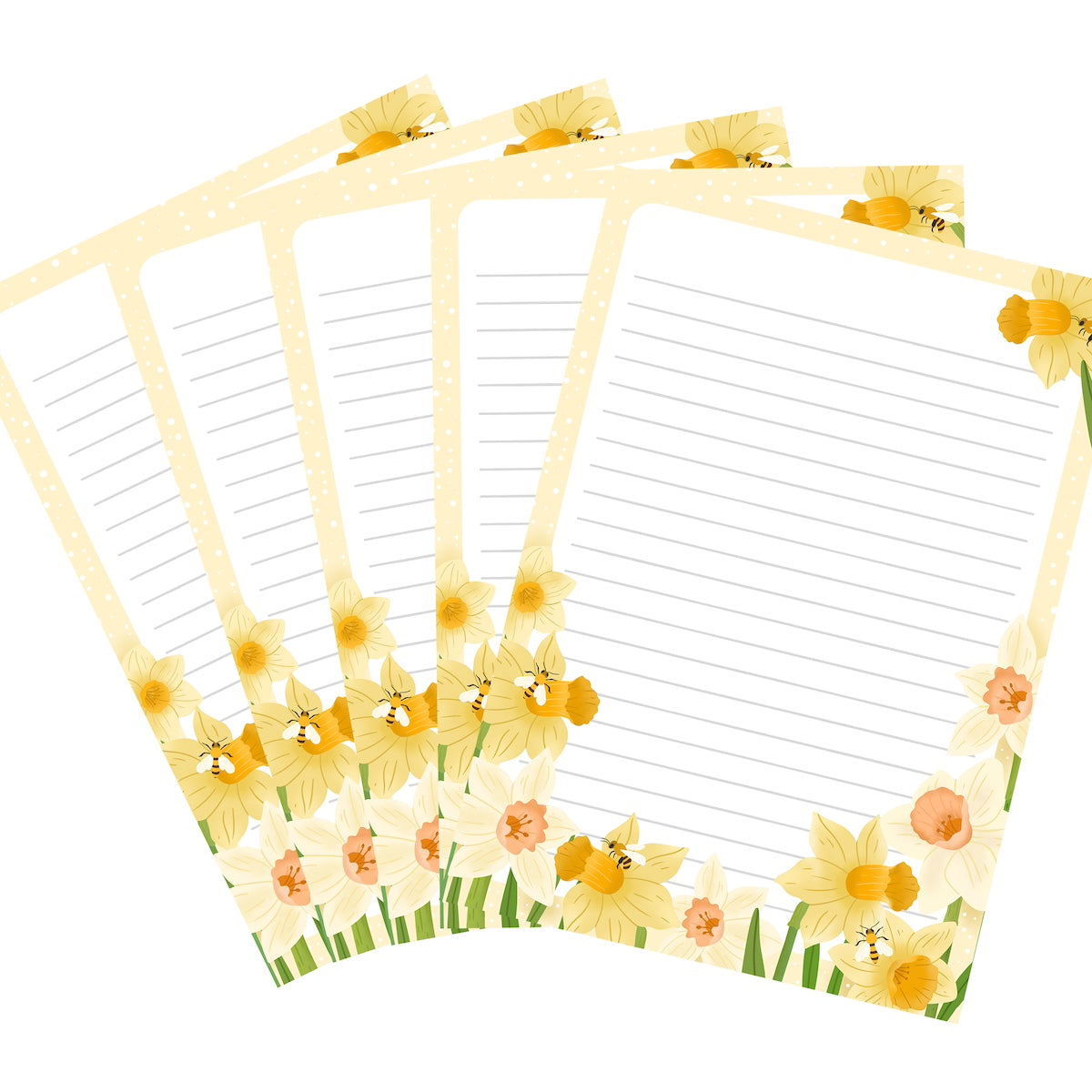 10x Briefpapier narcissen