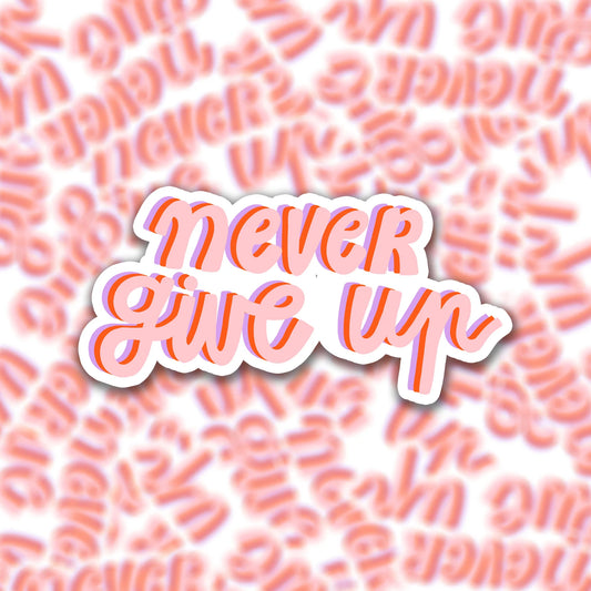 Vinyl sticker never give up