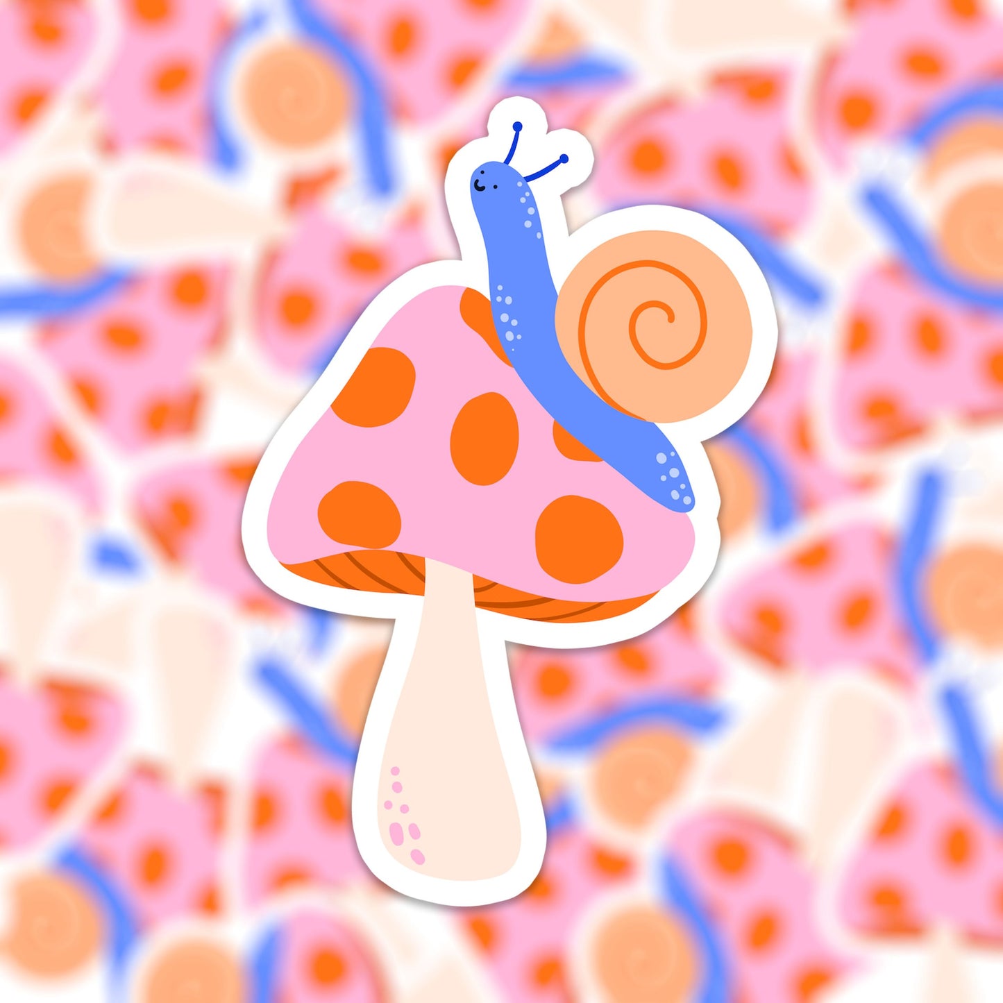 Vinyl sticker mushroom with snail