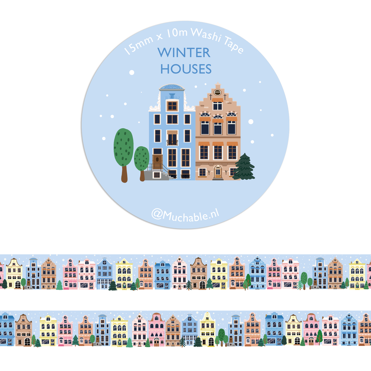Washitape - winterhuisjes