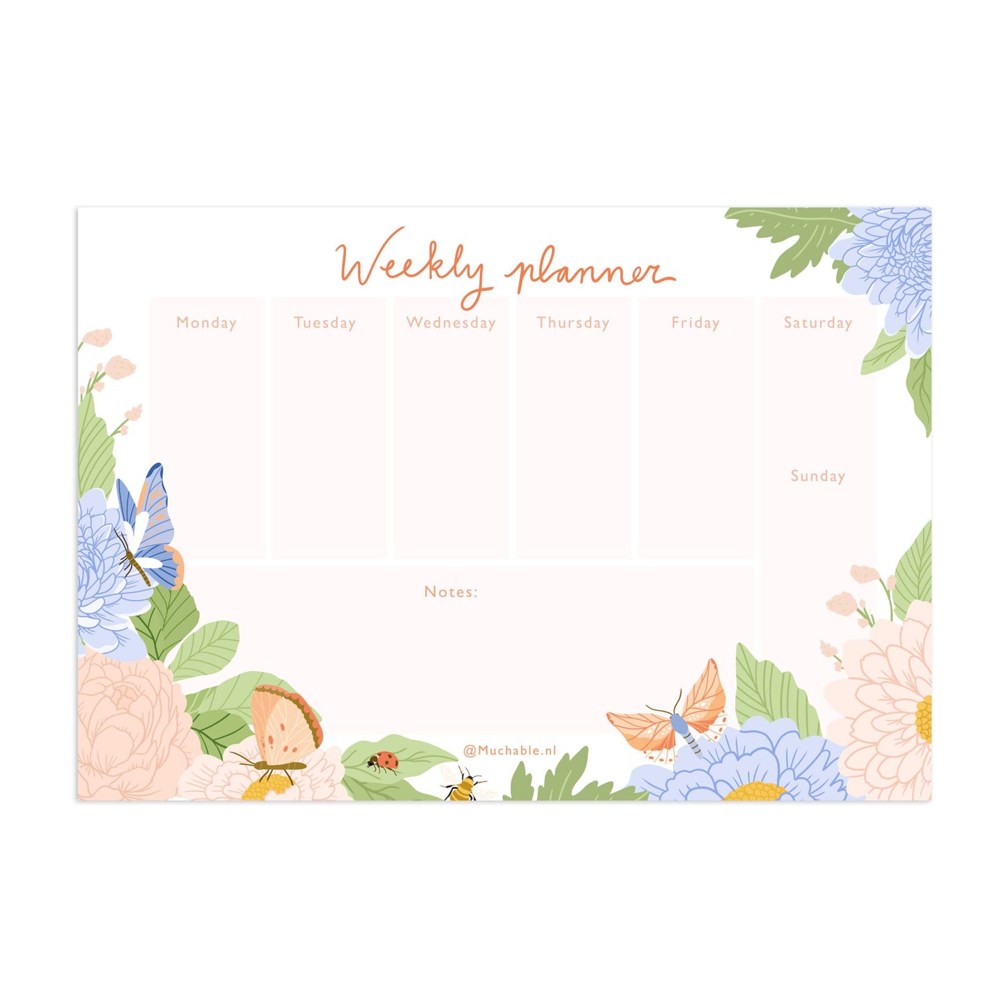 Weekplanner kriebelbeestjes